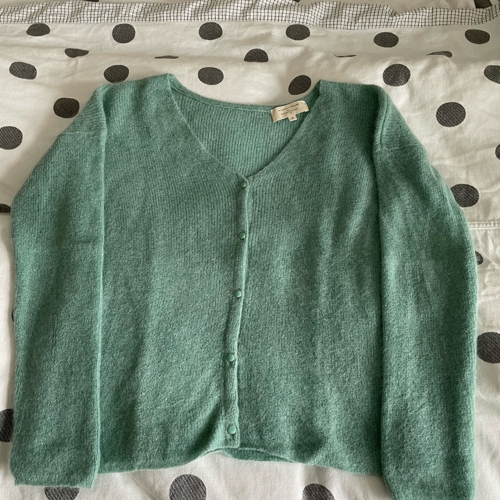 Sezane Barry Women's V-Neck turquoise Sweater
